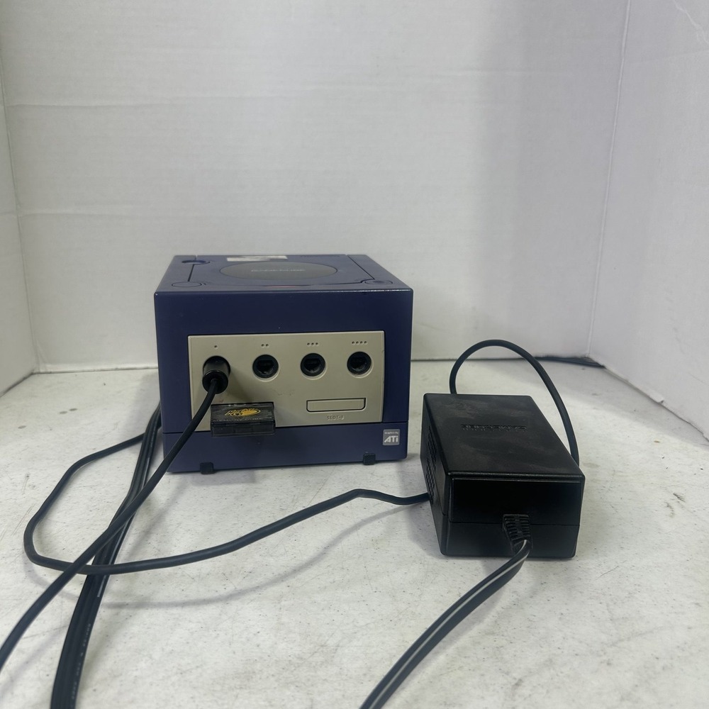 Nintendo GameCube Indigo Console DOL-001 Bundle with MicroCON Controller Power